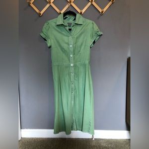 Ann Taylor button front dress. Originally a light blue dyed to a springy green